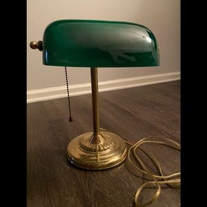 Classic Green Pourselin and Brass Desk Lamp
